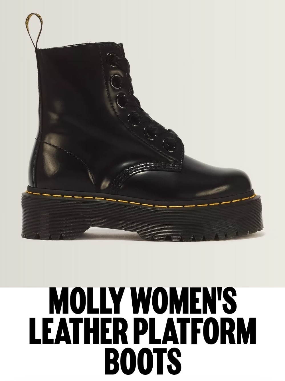Dr Martens Molly Ribbon Lace-Up Leather Platform Boots